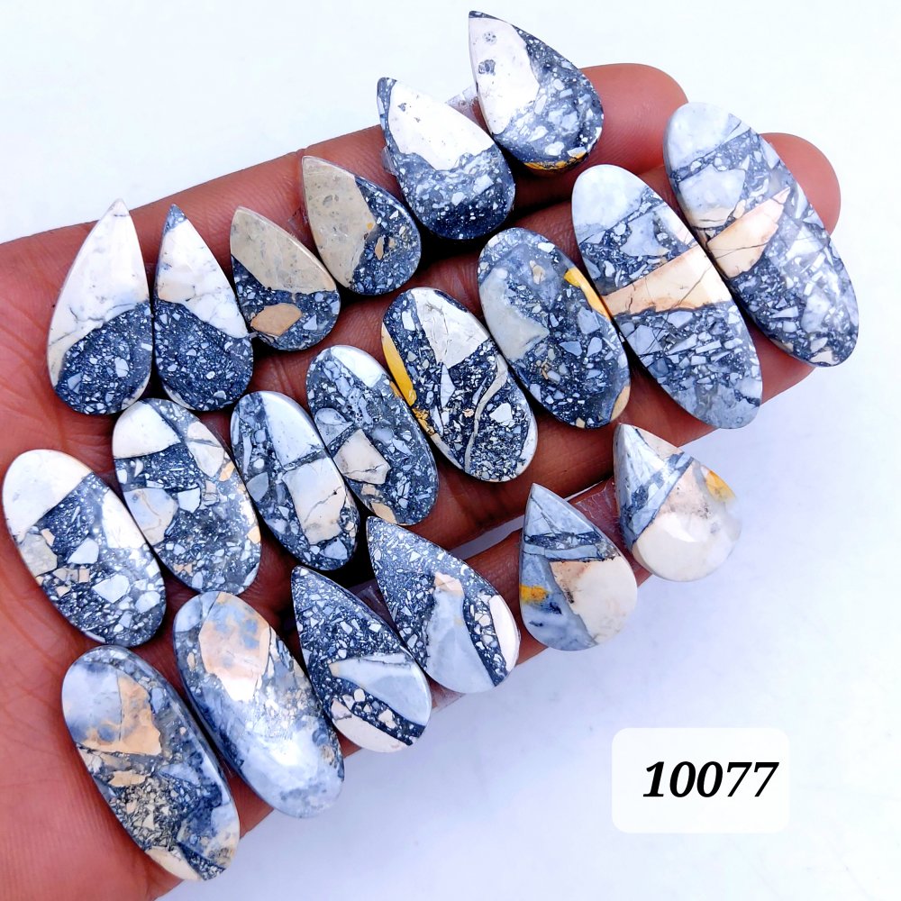 10 Pair 321 Cts Natural Maligano Jasper Cabochon Pair Lot Back Side Unpolished Semi-Precious Gemstones For Jewelry Making 36x13 22x12mm #10077