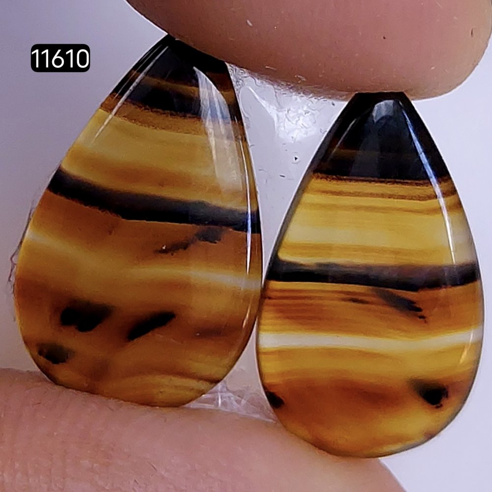 1 Pairs 12Cts Natural Montana Loose Cabochon Flat Back Gemstone Pair Lot Earrings Crystal Lot for Jewelry Making Gift For Her 18x11mm #11610
