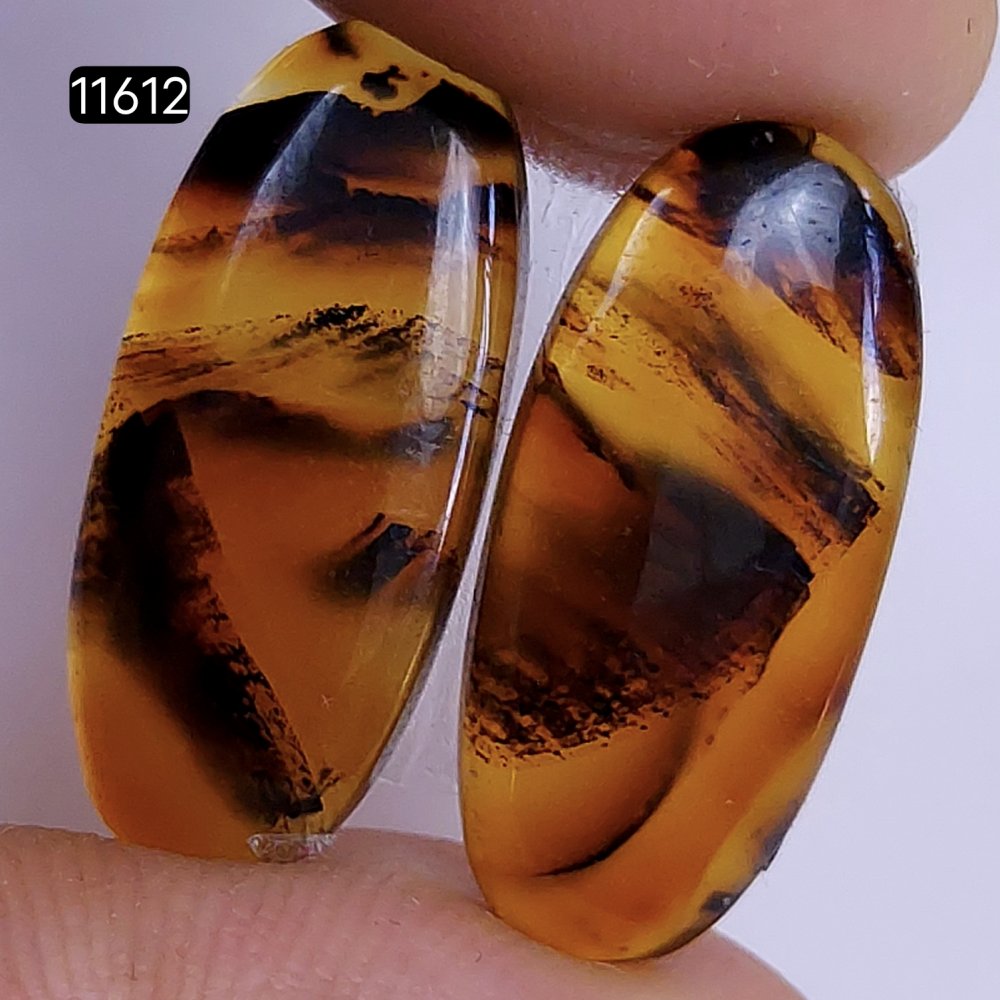 1 Pairs 16Cts Natural Montana Loose Cabochon Flat Back Gemstone Pair Lot Earrings Crystal Lot for Jewelry Making Gift For Her 22x10mm #11612