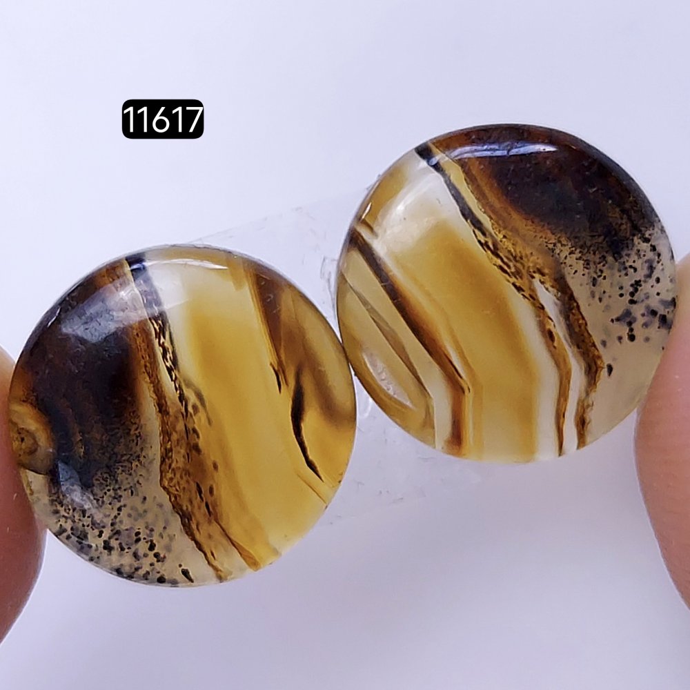 1 Pairs 19Cts Natural Montana Loose Cabochon Flat Back Gemstone Pair Lot Earrings Crystal Lot for Jewelry Making Gift For Her 16x16mm #11617