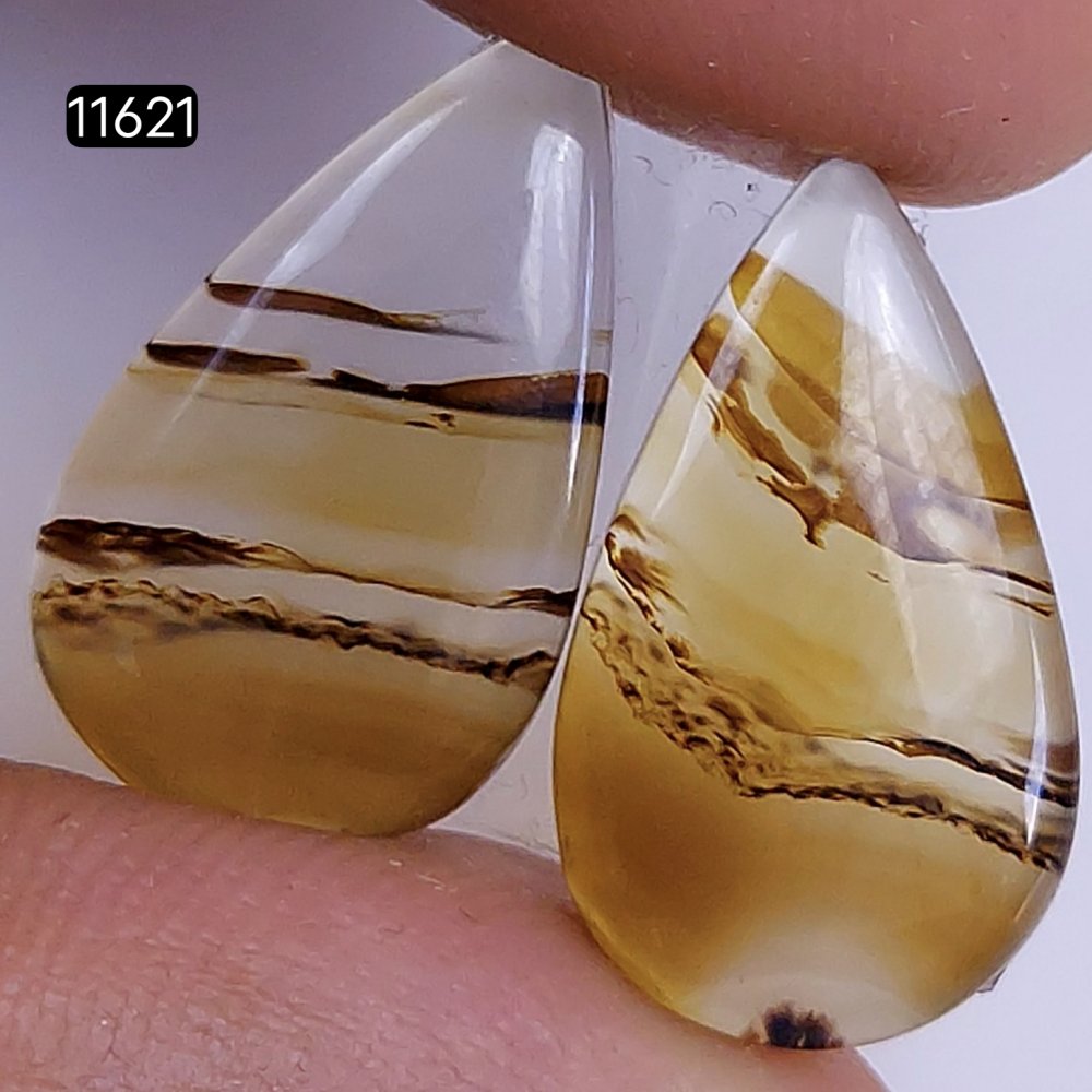 1 Pairs 12Cts Natural Montana Loose Cabochon Flat Back Gemstone Pair Lot Earrings Crystal Lot for Jewelry Making Gift For Her 20x12mm #11621