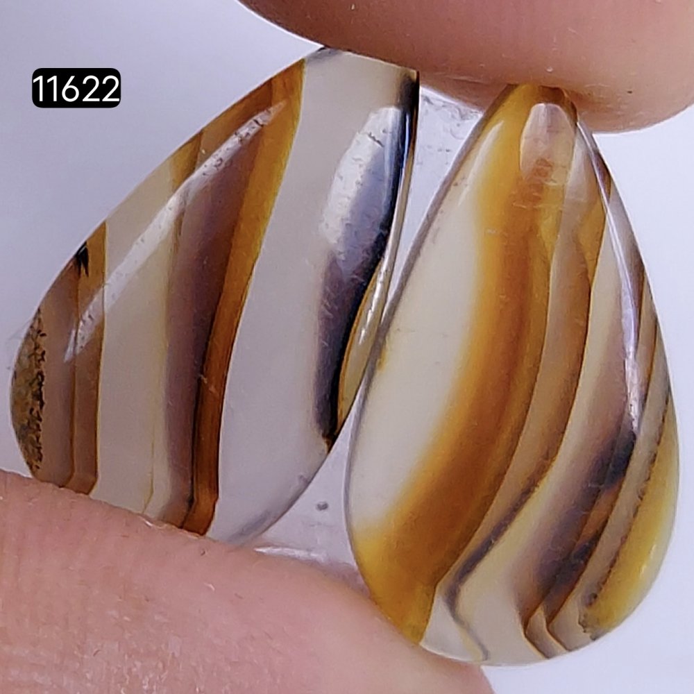 1 Pairs 11Cts Natural Montana Loose Cabochon Flat Back Gemstone Pair Lot Earrings Crystal Lot for Jewelry Making Gift For Her 20x11mm #11622