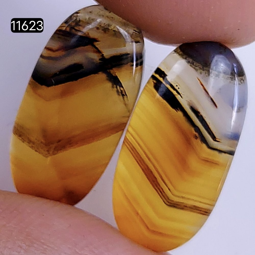 1 Pairs 13Cts Natural Montana Loose Cabochon Flat Back Gemstone Pair Lot Earrings Crystal Lot for Jewelry Making Gift For Her 20x10mm #11623