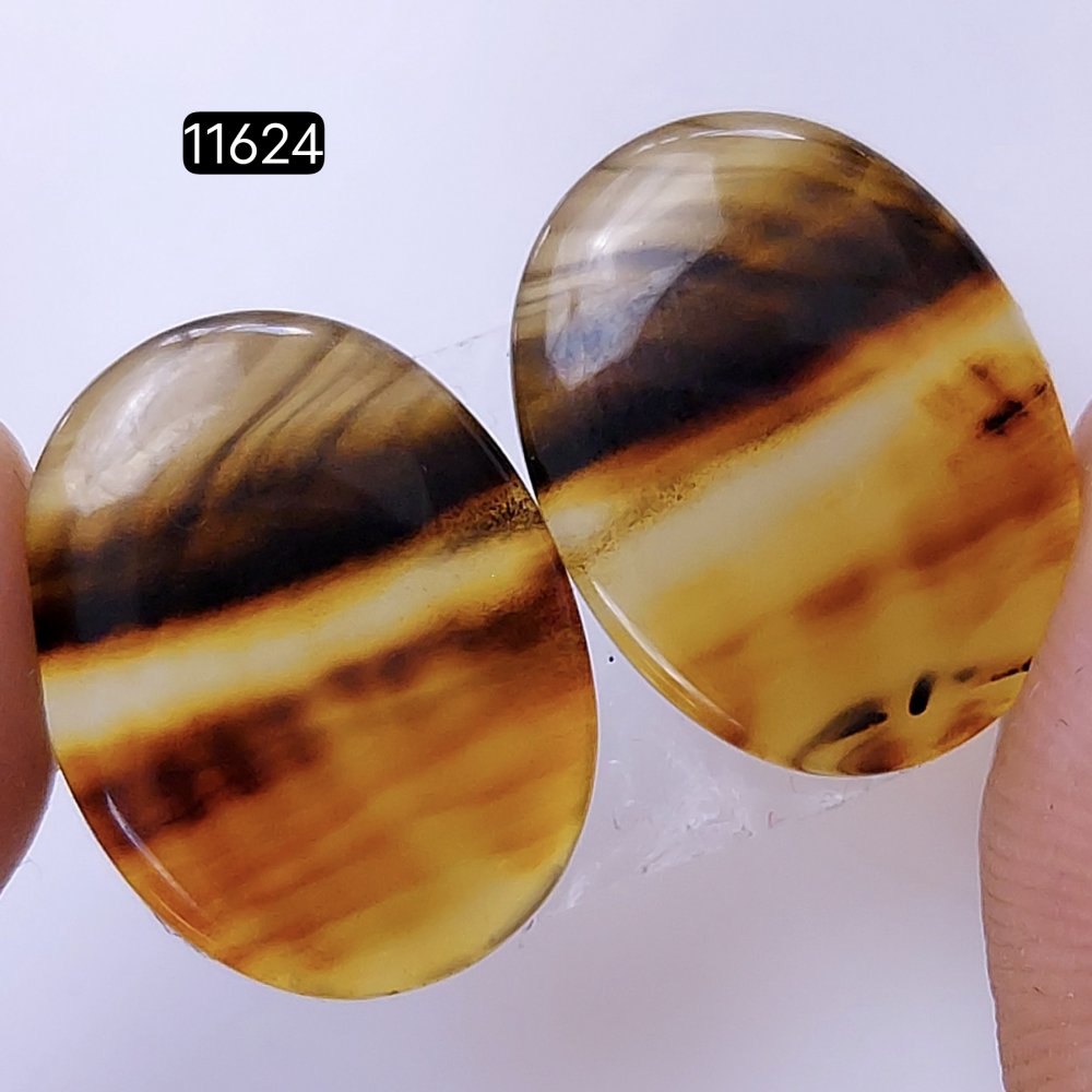 1 Pairs 17Cts Natural Montana Loose Cabochon Flat Back Gemstone Pair Lot Earrings Crystal Lot for Jewelry Making Gift For Her 20x15mm #11624