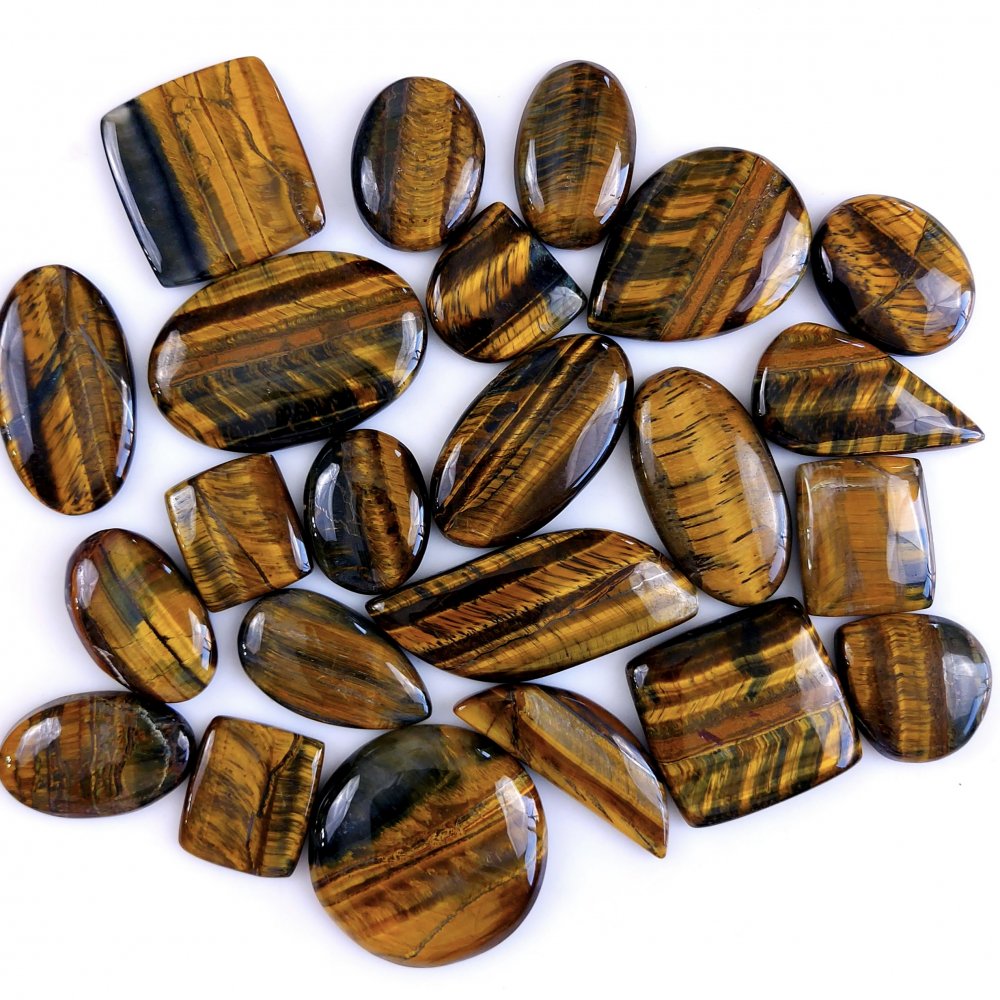 23Pcs 1016Cts Natural Tiger Eye Loose Cabochon Gemstone Lot Mix Shape and and Size for Jewelry Making 38x38 20x18mm#1302
