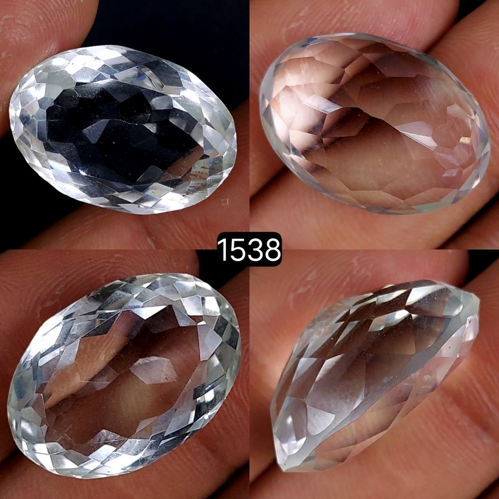 1Pc 31Cts Natural Crystal Quartz Faceted Cabochon Gemstone Oval Shape Crystal 24x17mm#1538