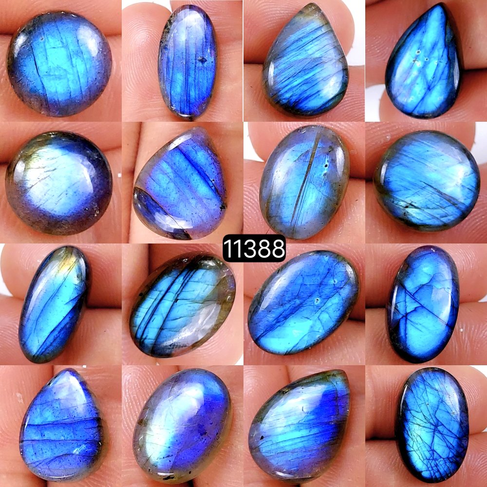 16Pcs 176Cts Natural Labradorite Cabochon Lot Polished Loose Gemstone Flat Back Labradorite Jewelry Making Crystal Handmade Silver Pendant Mix Shapes 23X12-13X13mm #11388