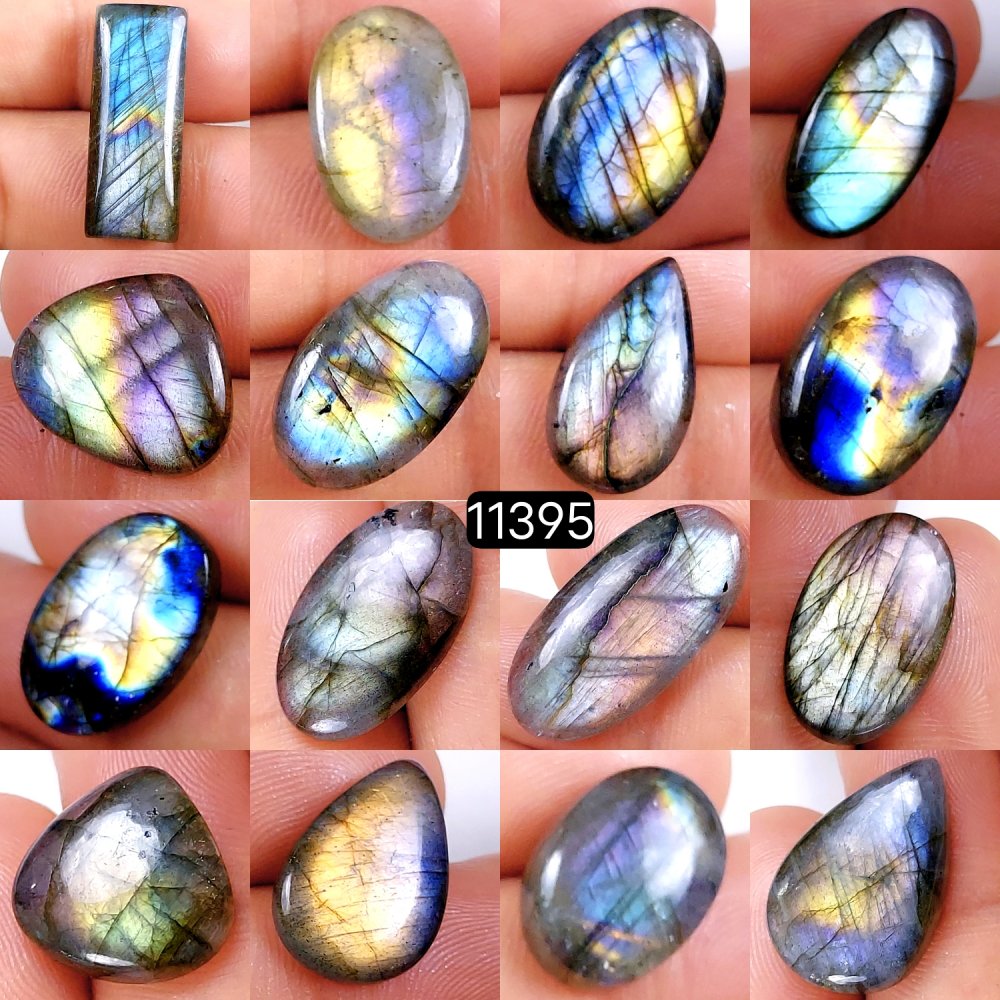 16Pcs 225Cts Natural Labradorite Cabochon Lot Polished Loose Gemstone Flat Back Labradorite Jewelry Making Crystal Handmade Silver Pendant Mix Shapes 27x13-16x12mm #11395