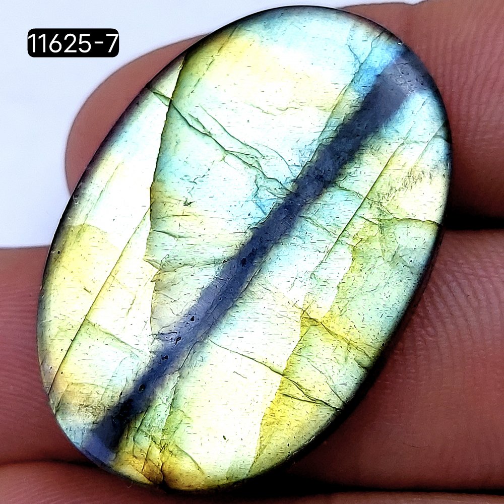 1Pcs 34Cts Natural Labradorite Cabochon Polished Gemstone Flat Back Labradorite Jewelry Making Crystal Handmade Silver Pendant 35x24mm #R-11625-7