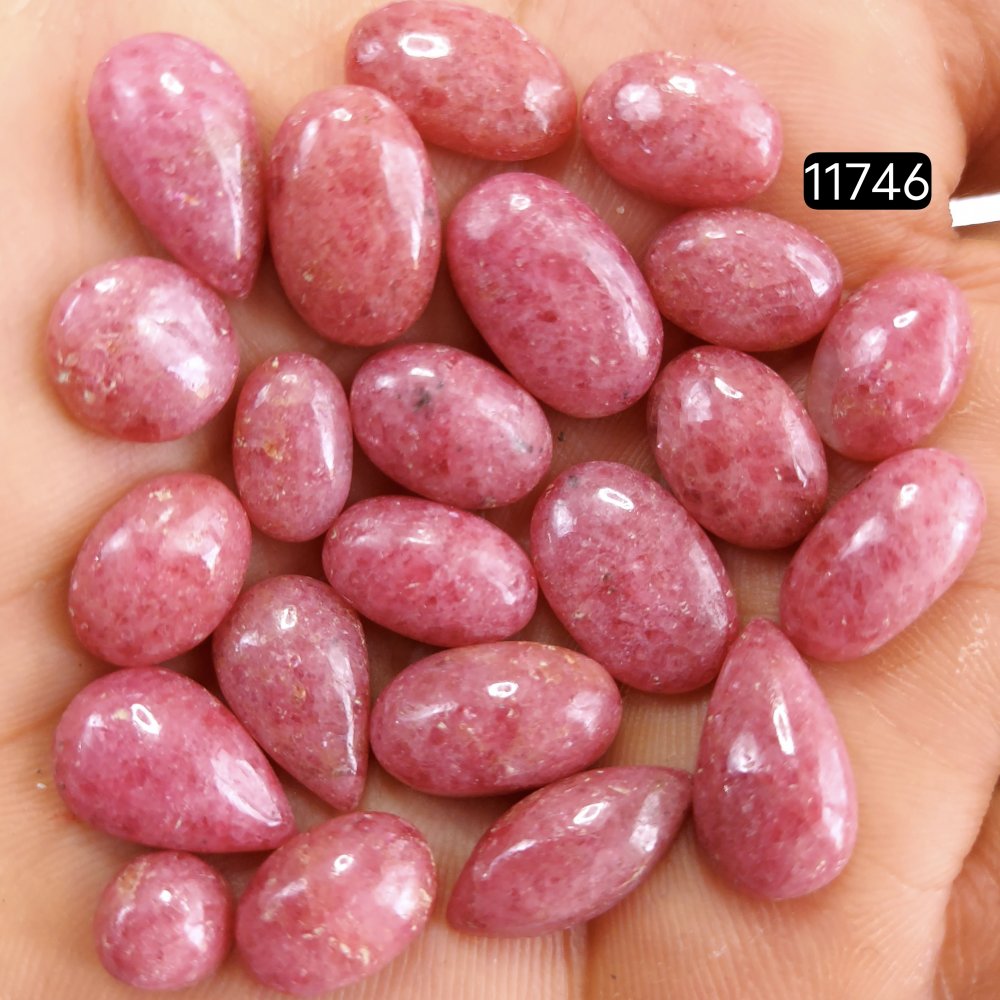 22Pcs 176Cts Natural Pink Rhodonite Cabochon Lot Loose Gemstone Necklace Handmade Jewelry Gift For Her 17x10-7x7mm#11746