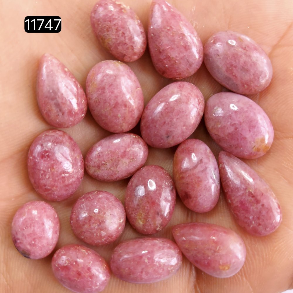 17Pcs 157Cts Natural Pink Rhodonite Cabochon Lot Loose Gemstone Necklace Handmade Jewelry Gift For Her 19x9-11x9mm#11747