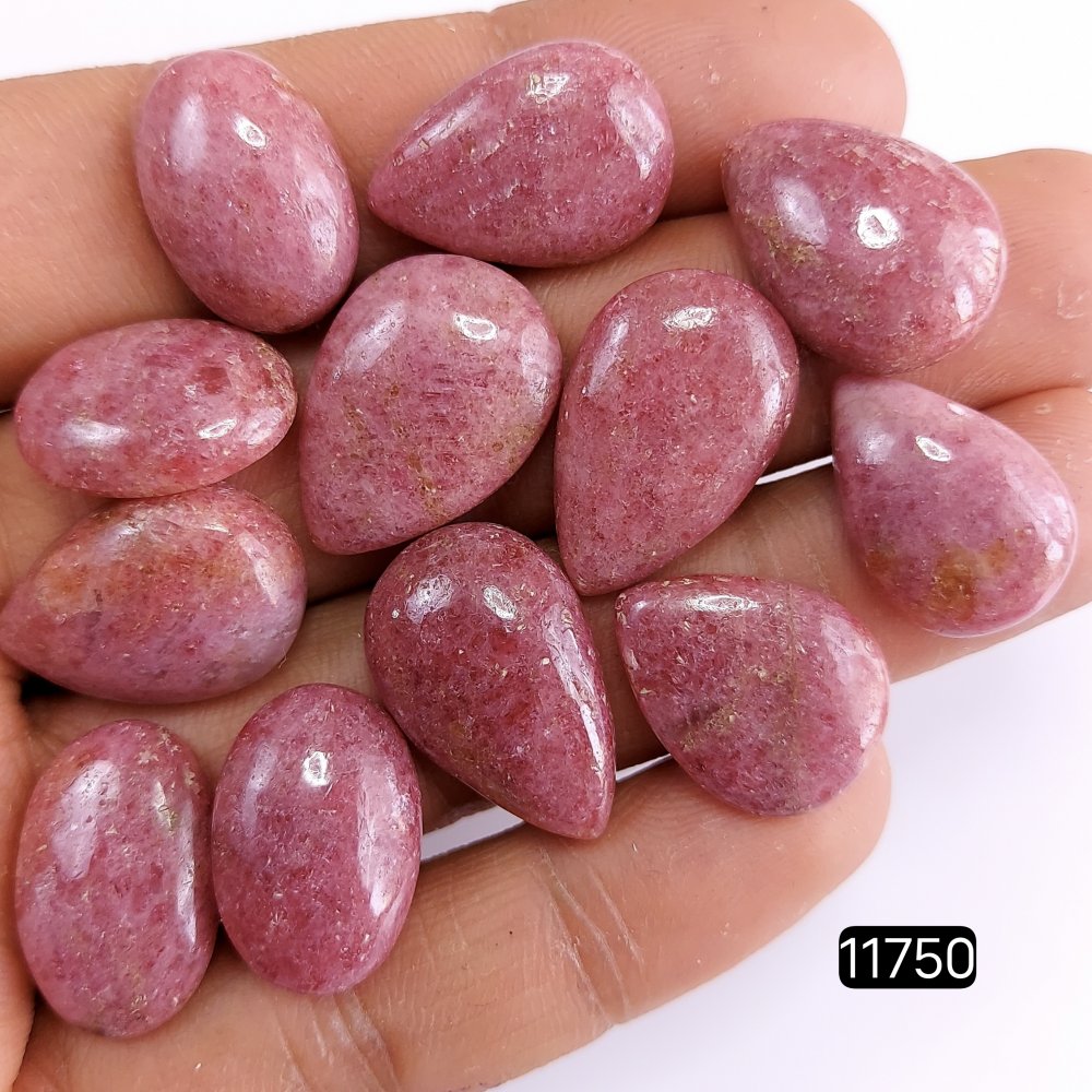 12Pcs 185Cts Natural Pink Rhodonite Cabochon Lot Loose Gemstone Necklace Handmade Jewelry Gift For Her 22x14-18x14mm#R-11750