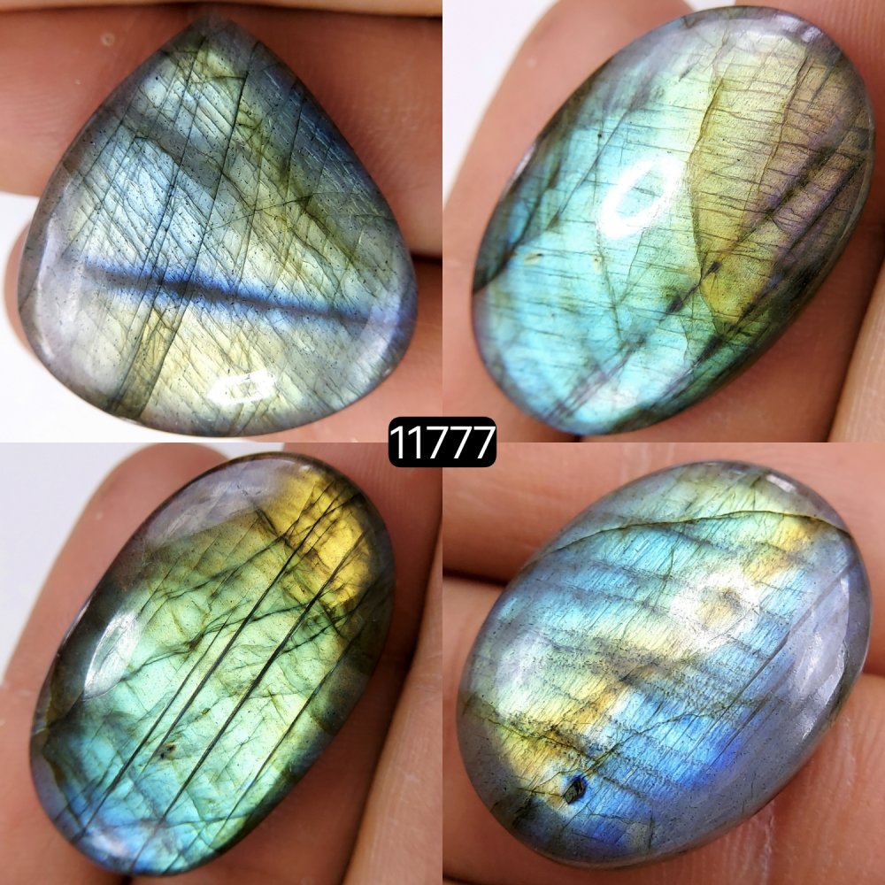 4 Pcs 160 Cts Natural Labradorite Cabochon Loose Gemstone Jewelry Wire Wrapped Pendant Semi-Precious Healing Crystal Lots 36X22-25X19mm #11777