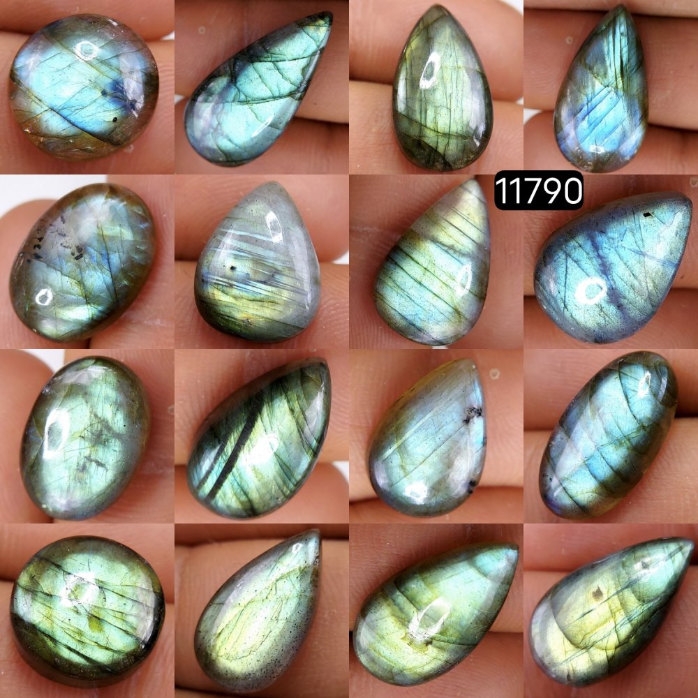 16 Pcs 157 Cts Natural Labradorite Cabochon Loose Gemstone Jewelry Wire Wrapped Pendant Semi-Precious Healing Crystal Lots 26X13-15X10mm #11790