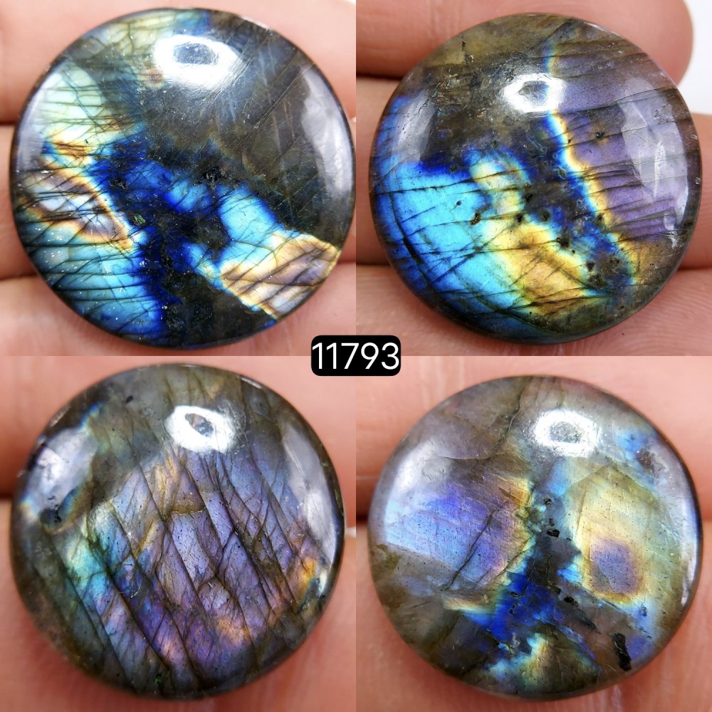 4 Pcs 160 Cts Natural Labradorite Cabochon Loose Gemstone Jewelry Wire Wrapped Pendant Semi-Precious Healing Crystal Lots 35X35-19X19mm #11793