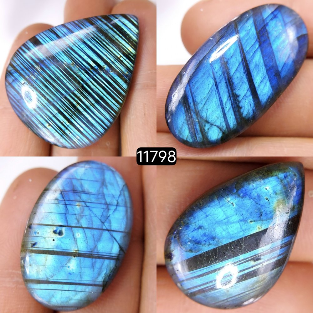 4 Pcs 145 Cts Natural Labradorite Cabochon Loose Gemstone Jewelry Wire Wrapped Pendant Semi-Precious Healing Crystal Lots 38X30-26X18mm #11798