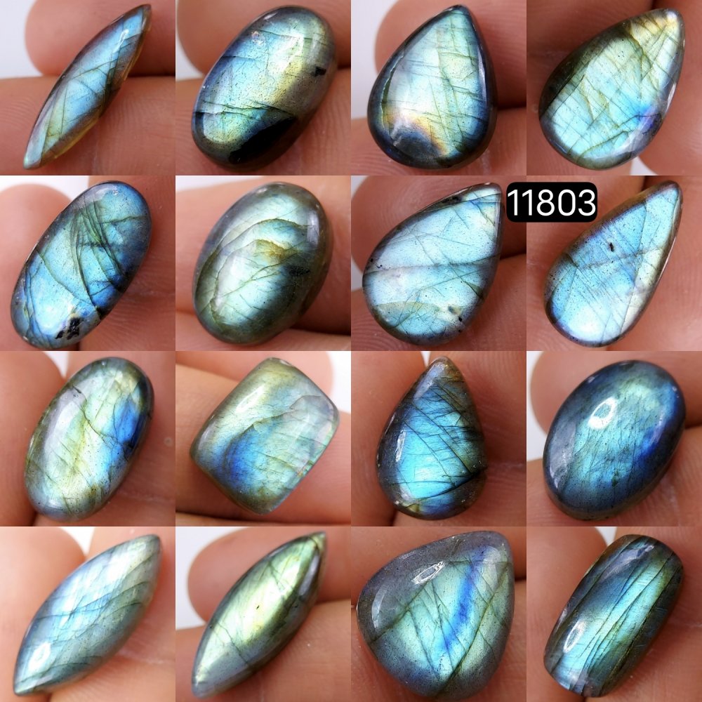 16 Pcs 155 Cts Natural Labradorite Cabochon Loose Gemstone Jewelry Wire Wrapped Pendant Semi-Precious Healing Crystal Lots 27X10-15X13mm #11803