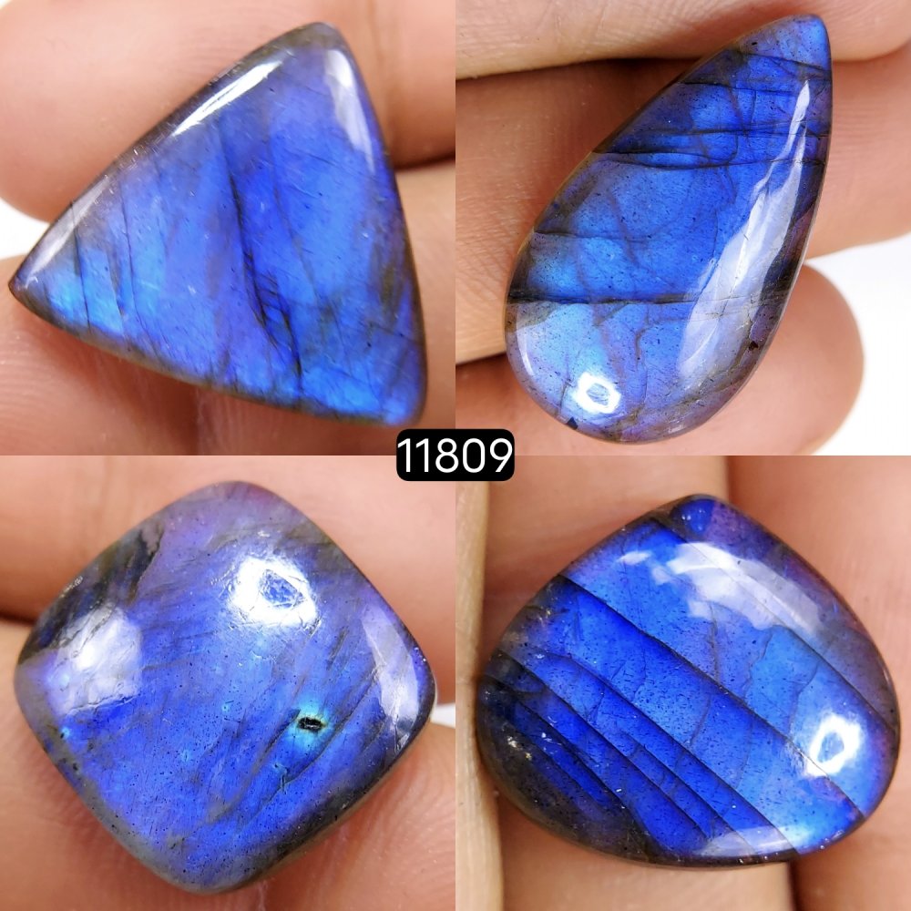 4 Pcs 82 Cts Natural Labradorite Cabochon Loose Gemstone Jewelry Wire Wrapped Pendant Semi-Precious Healing Crystal Lots 29X17-18X20mm #11809