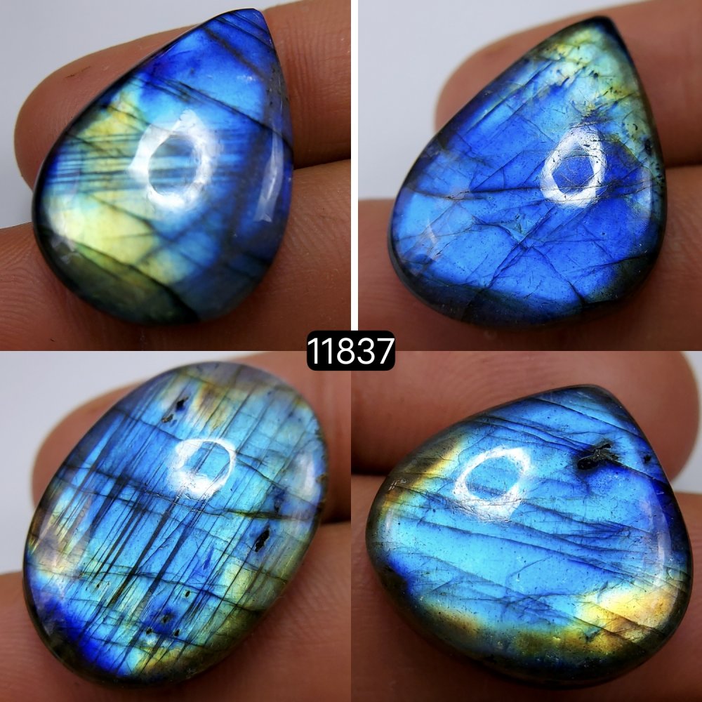 4 Pcs 120 Cts Natural Labradorite Cabochon Loose Gemstone Jewelry Wire Wrapped Pendant Semi-Precious Healing Crystal Lots 28X20-20X20mm #11837