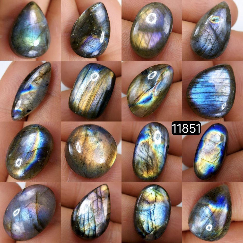 16 Pcs 168 Cts Natural Labradorite Cabochon Loose Gemstone Jewelry Wire Wrapped Pendant Semi-Precious Healing Crystal Lots 22X12-12X12mm #11851