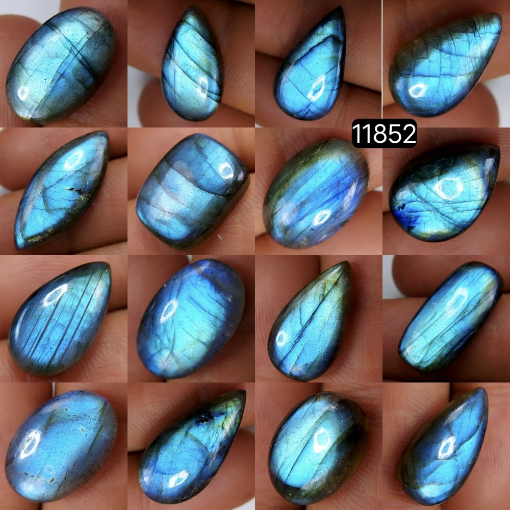 16 Pcs 177 Cts Natural Labradorite Cabochon Loose Gemstone Jewelry Wire Wrapped Pendant Semi-Precious Healing Crystal Lots 28X12-14X10mm #11852