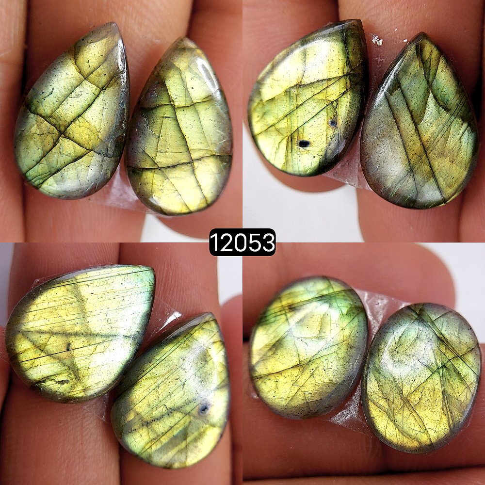 4Pair 58Cts  Labradorite pairs Labradorite Cabochon Loose Gemstone Labradorite pair for Earring For Woman Earrings Mix Shapes Dangle Drop Earrings 22X16-20X13mm #R-12053