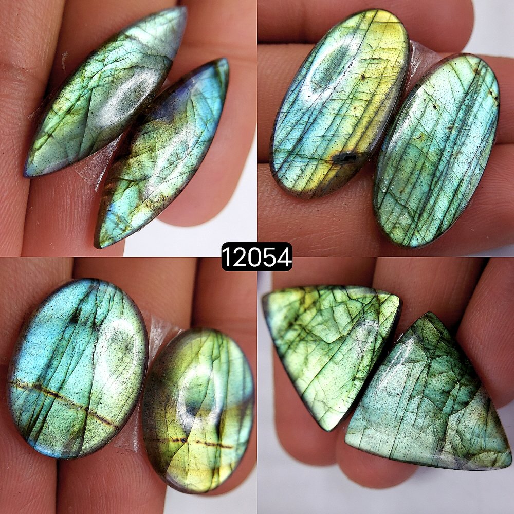 4Pair 84Cts  Labradorite pairs Labradorite Cabochon Loose Gemstone Labradorite pair for Earring For Woman Earrings Mix Shapes Dangle Drop Earrings 30X10-22X16mm #R-12054