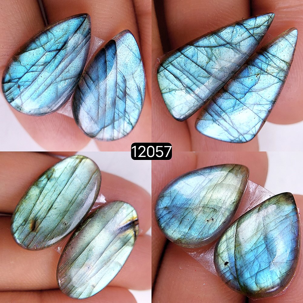 4Pair 71Cts  Labradorite pairs Labradorite Cabochon Loose Gemstone Labradorite pair for Earring For Woman Earrings Mix Shapes Dangle Drop Earrings 27X11-19X13mm #R-12057