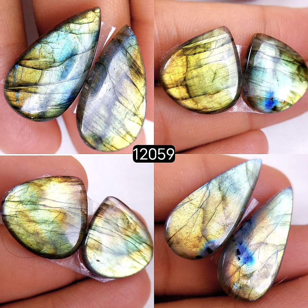 4Pair 80Cts  Labradorite pairs Labradorite Cabochon Loose Gemstone Labradorite pair for Earring For Woman Earrings Mix Shapes Dangle Drop Earrings 30X13-20X20mm #R-12059