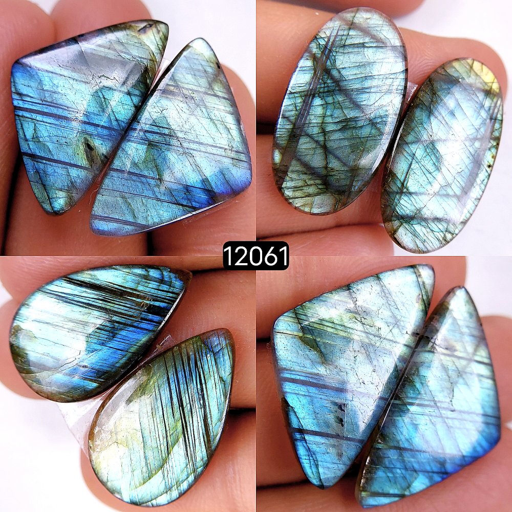 4Pair 99Cts  Labradorite pairs Labradorite Cabochon Loose Gemstone Labradorite pair for Earring For Woman Earrings Mix Shapes Dangle Drop Earrings 32X17-28X15mm #R-12061