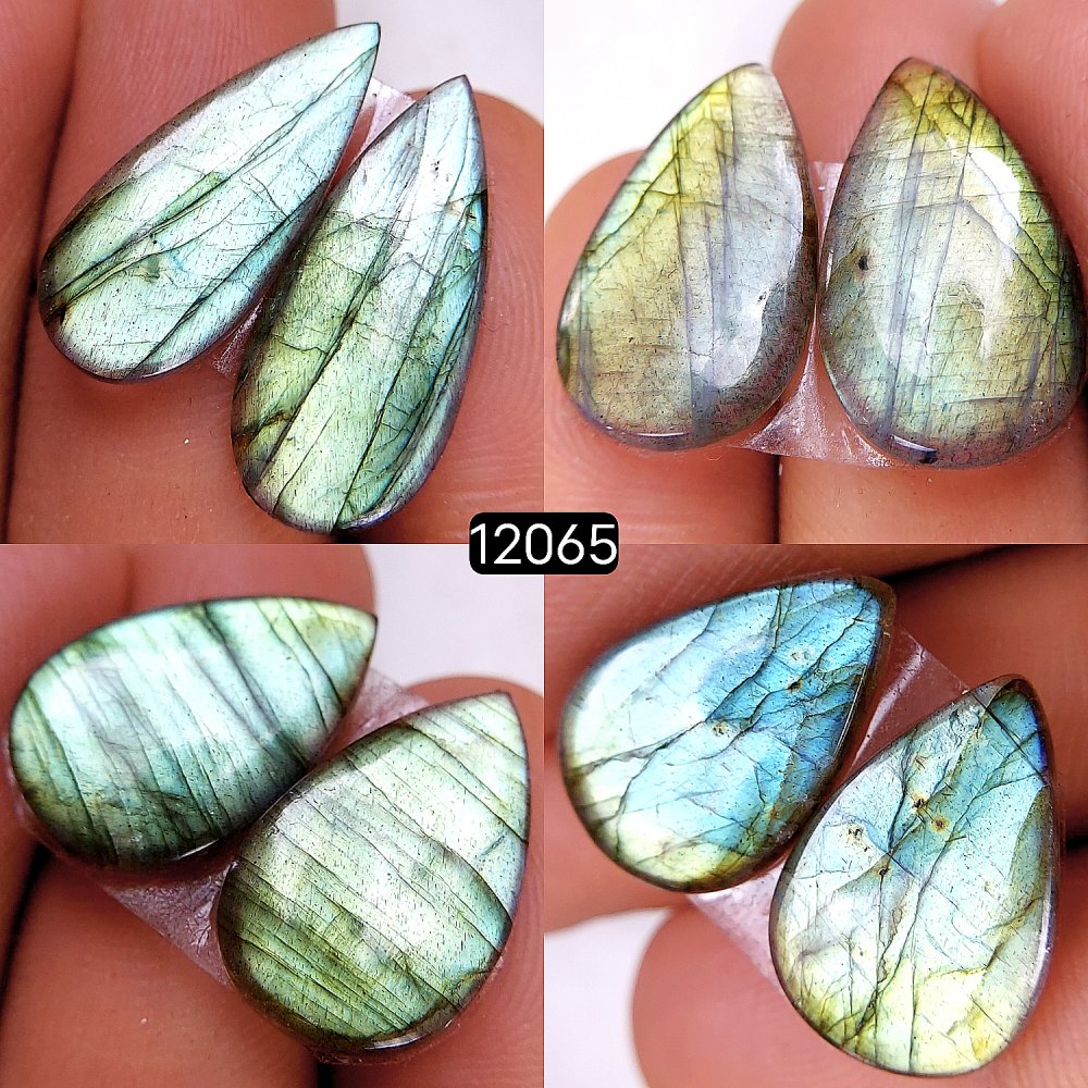 4Pair 52Cts  Labradorite pairs Labradorite Cabochon Loose Gemstone Labradorite pair for Earring For Woman Earrings Mix Shapes Dangle Drop Earrings 25X10-20X13mm #12065