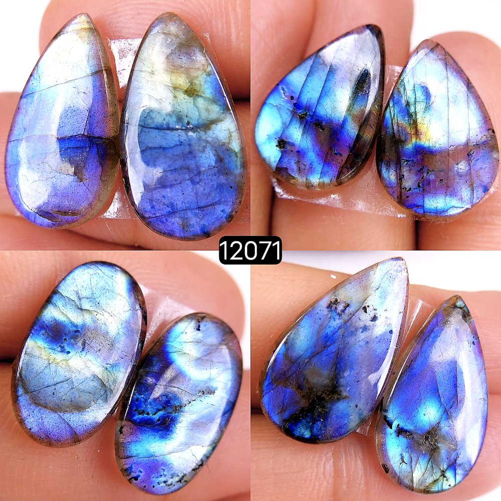 4Pair 65Cts  Labradorite pairs Labradorite Cabochon Loose Gemstone Labradorite pair for Earring For Woman Earrings Mix Shapes Dangle Drop Earrings 25X13-20X11mm #12071