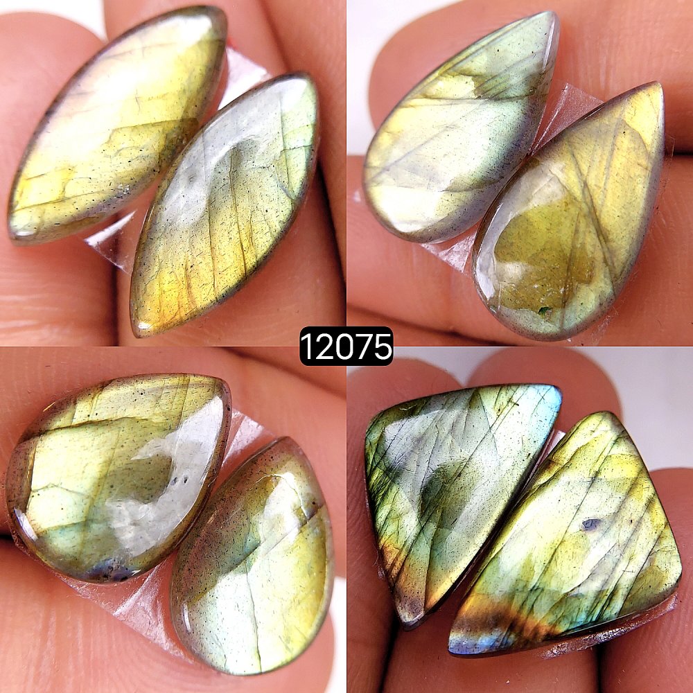 4Pair 54Cts  Labradorite pairs Labradorite Cabochon Loose Gemstone Labradorite pair for Earring For Woman Earrings Mix Shapes Dangle Drop Earrings 22X12-16X12mm #12075