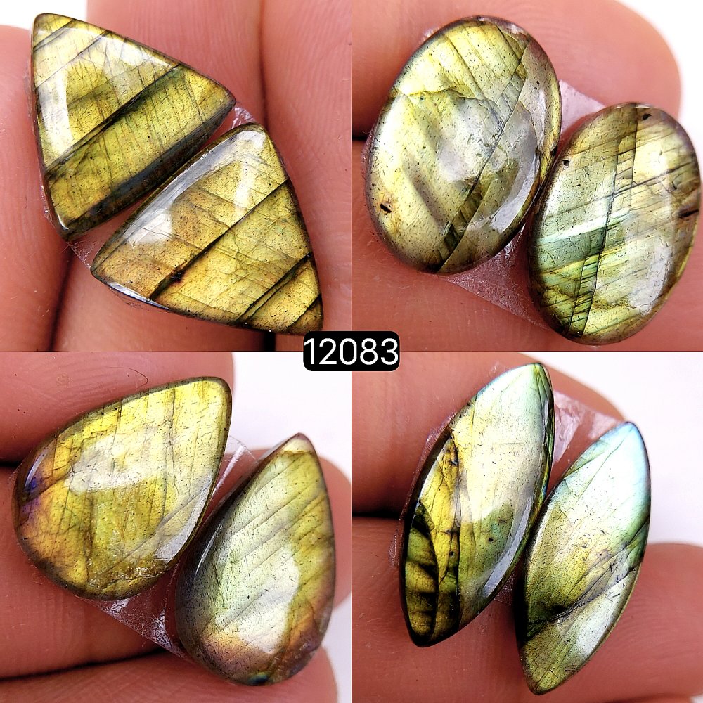 4Pair 49Cts  Labradorite pairs Labradorite Cabochon Loose Gemstone Labradorite pair for Earring For Woman Earrings Mix Shapes Dangle Drop Earrings 24X9-15X15mm #12083