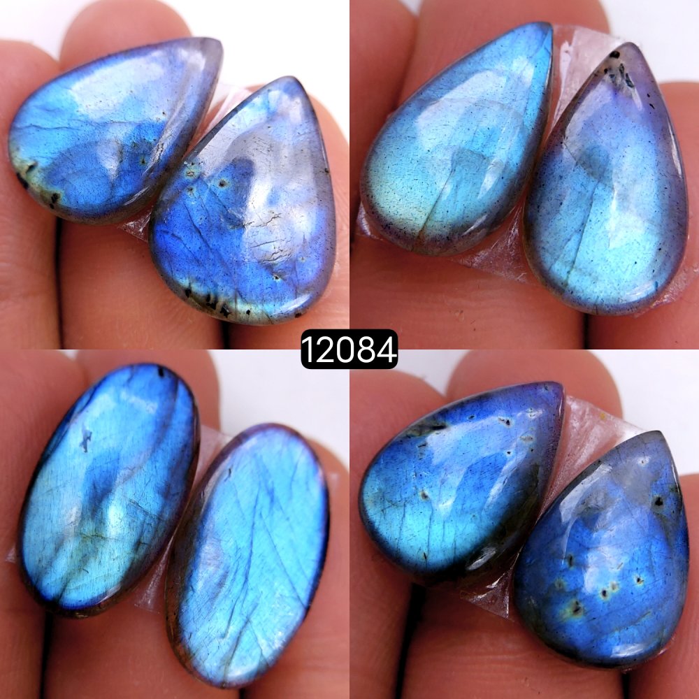 4Pair 66Cts  Labradorite pairs Labradorite Cabochon Loose Gemstone Labradorite pair for Earring For Woman Earrings Mix Shapes Dangle Drop Earrings 24X12-17X9mm #12084