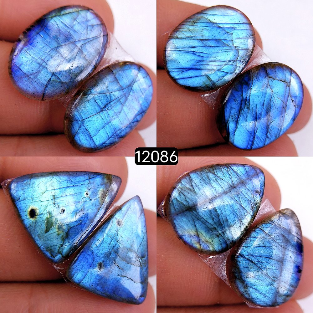 4Pair 70Cts  Labradorite pairs Labradorite Cabochon Loose Gemstone Labradorite pair for Earring For Woman Earrings Mix Shapes Dangle Drop Earrings 22X16-21X15mm #12086