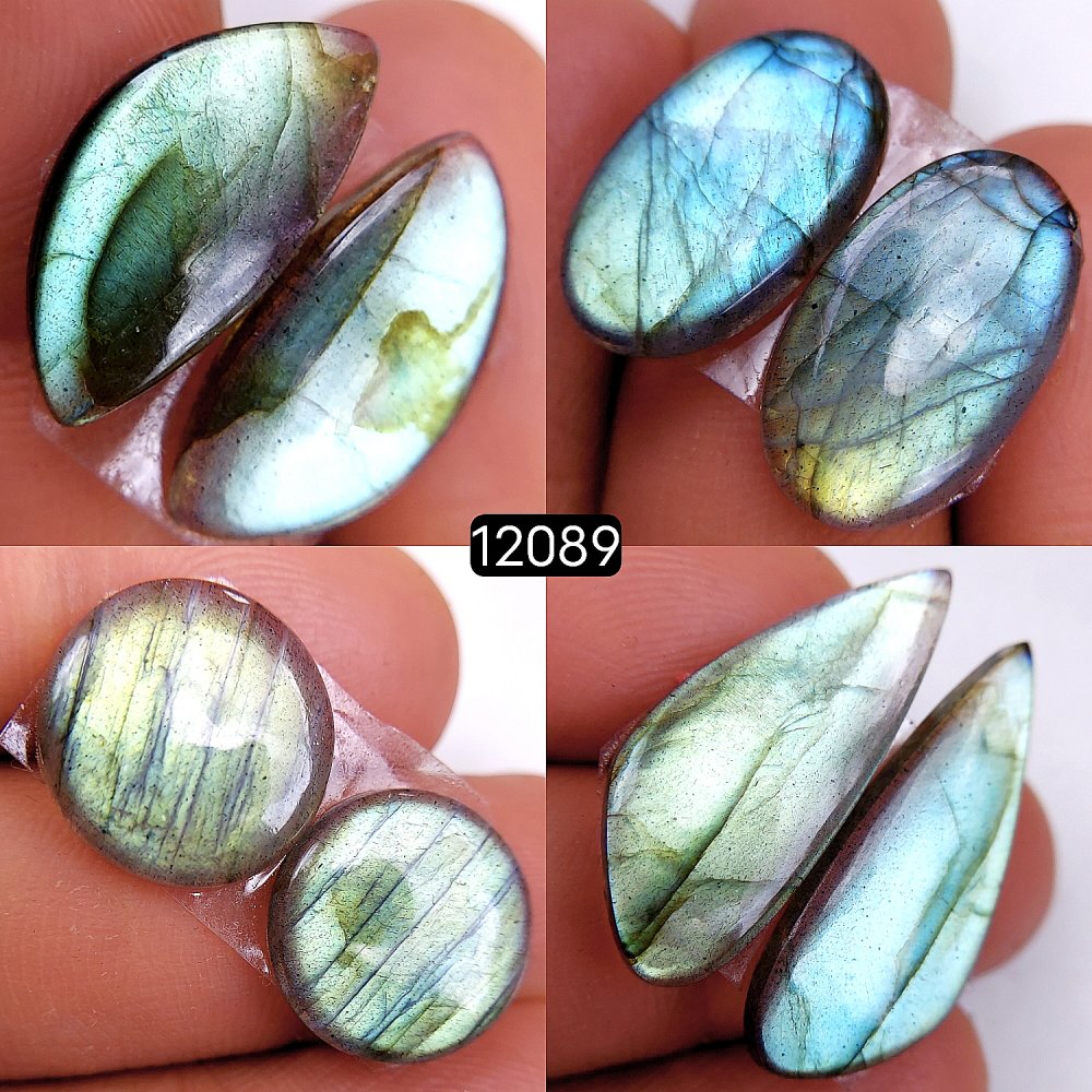 4Pair 50Cts  Labradorite pairs Labradorite Cabochon Loose Gemstone Labradorite pair for Earring For Woman Earrings Mix Shapes Dangle Drop Earrings 28X11-15X15mm #12089