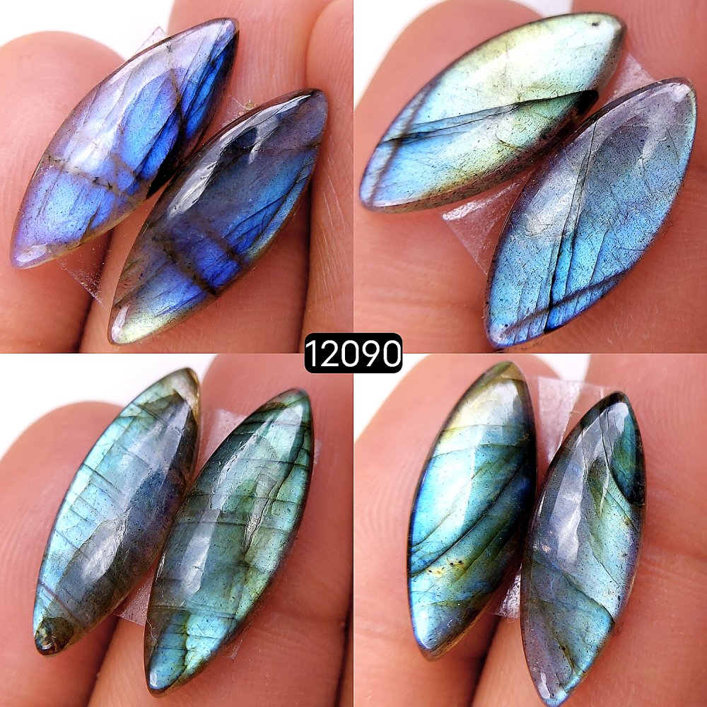 4Pair 42Cts  Labradorite pairs Labradorite Cabochon Loose Gemstone Labradorite pair for Earring For Woman Earrings Mix Shapes Dangle Drop Earrings 28X8-22X8mm #12090