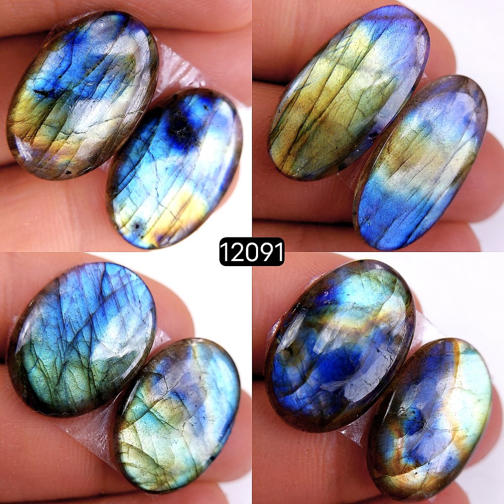 4Pair 80Cts  Labradorite pairs Labradorite Cabochon Loose Gemstone Labradorite pair for Earring For Woman Earrings Mix Shapes Dangle Drop Earrings 26X12-21X13mm #12091
