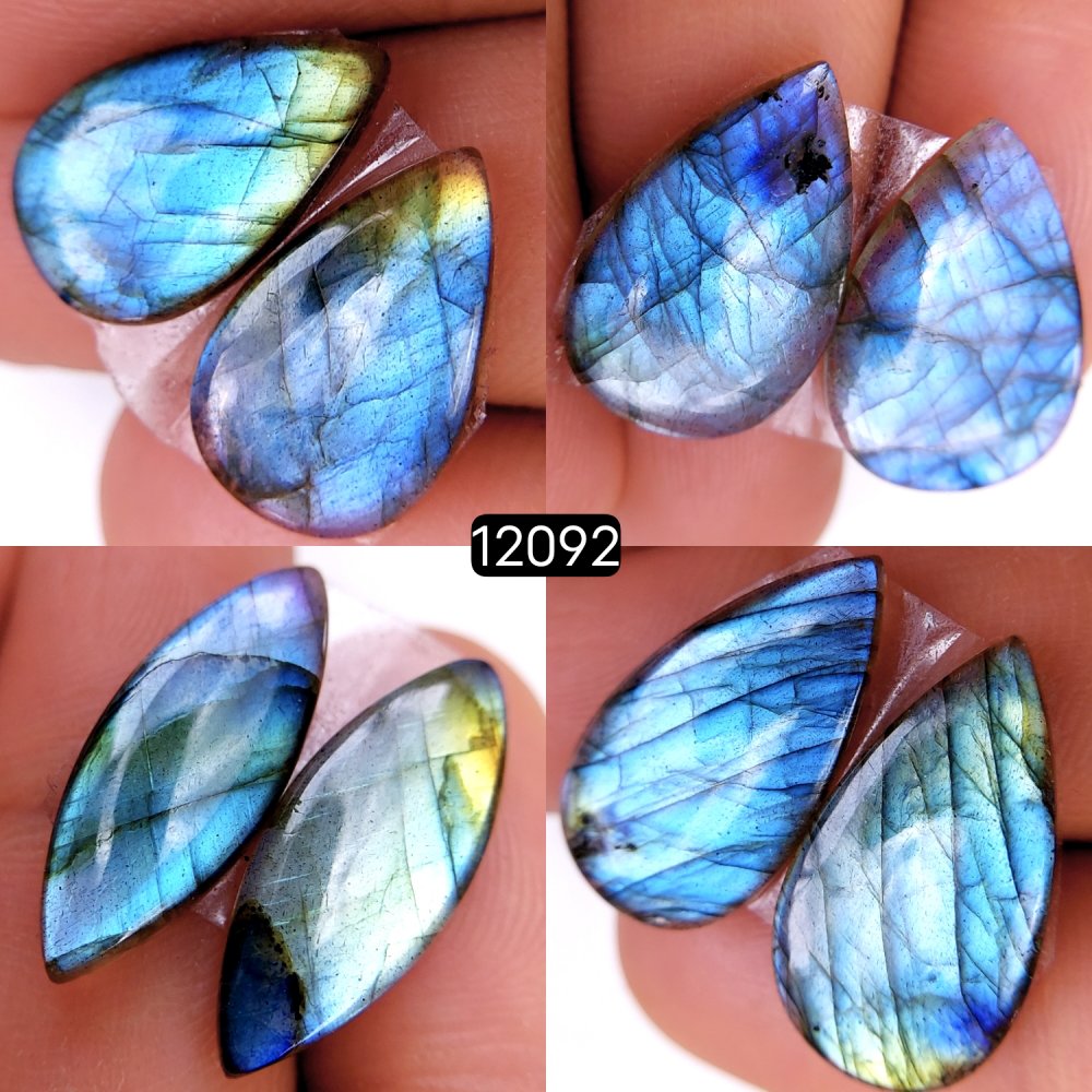 4Pair 48Cts  Labradorite pairs Labradorite Cabochon Loose Gemstone Labradorite pair for Earring For Woman Earrings Mix Shapes Dangle Drop Earrings 22X12-18X11mm #12092
