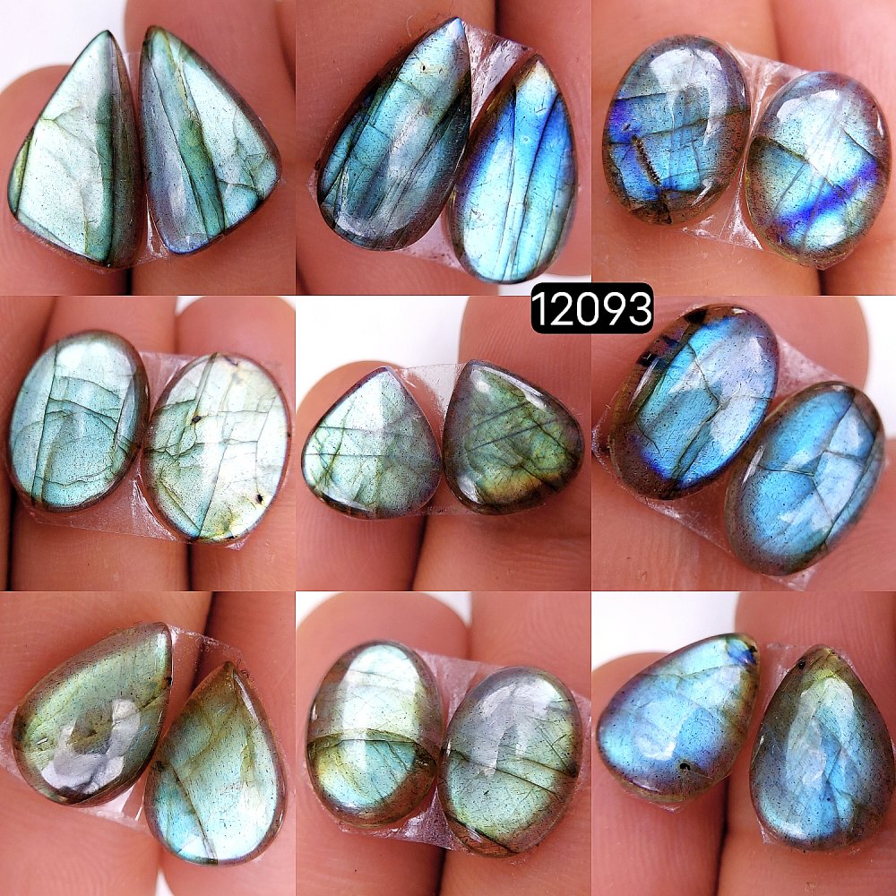 9Pair 65Cts  Labradorite pairs Labradorite Cabochon Loose Gemstone Labradorite pair for Earring For Woman Earrings Mix Shapes Dangle Drop Earrings 18X12-12X8mm #12093