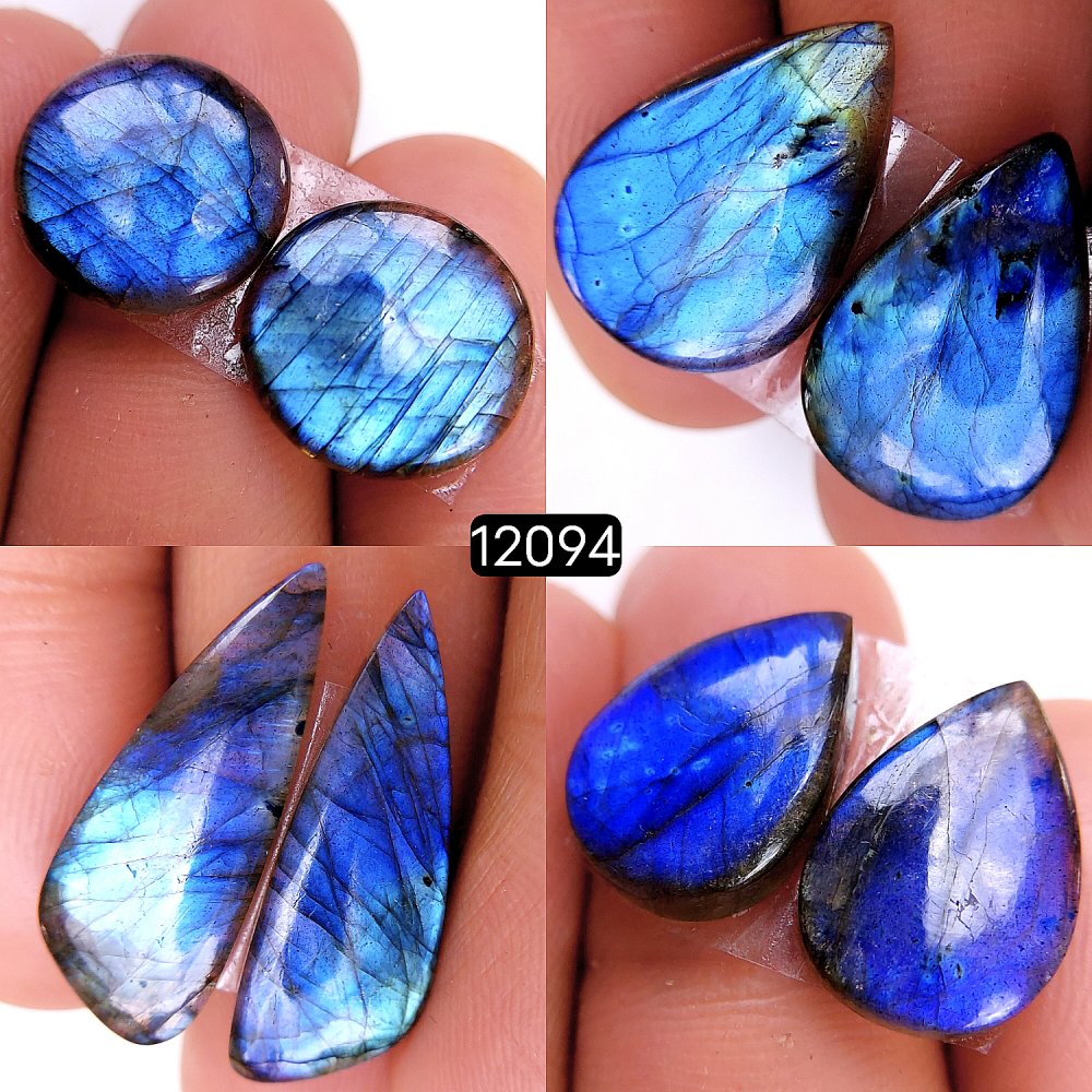 4Pair 52Cts  Labradorite pairs Labradorite Cabochon Loose Gemstone Labradorite pair for Earring For Woman Earrings Mix Shapes Dangle Drop Earrings 27X10-16X11mm #12094
