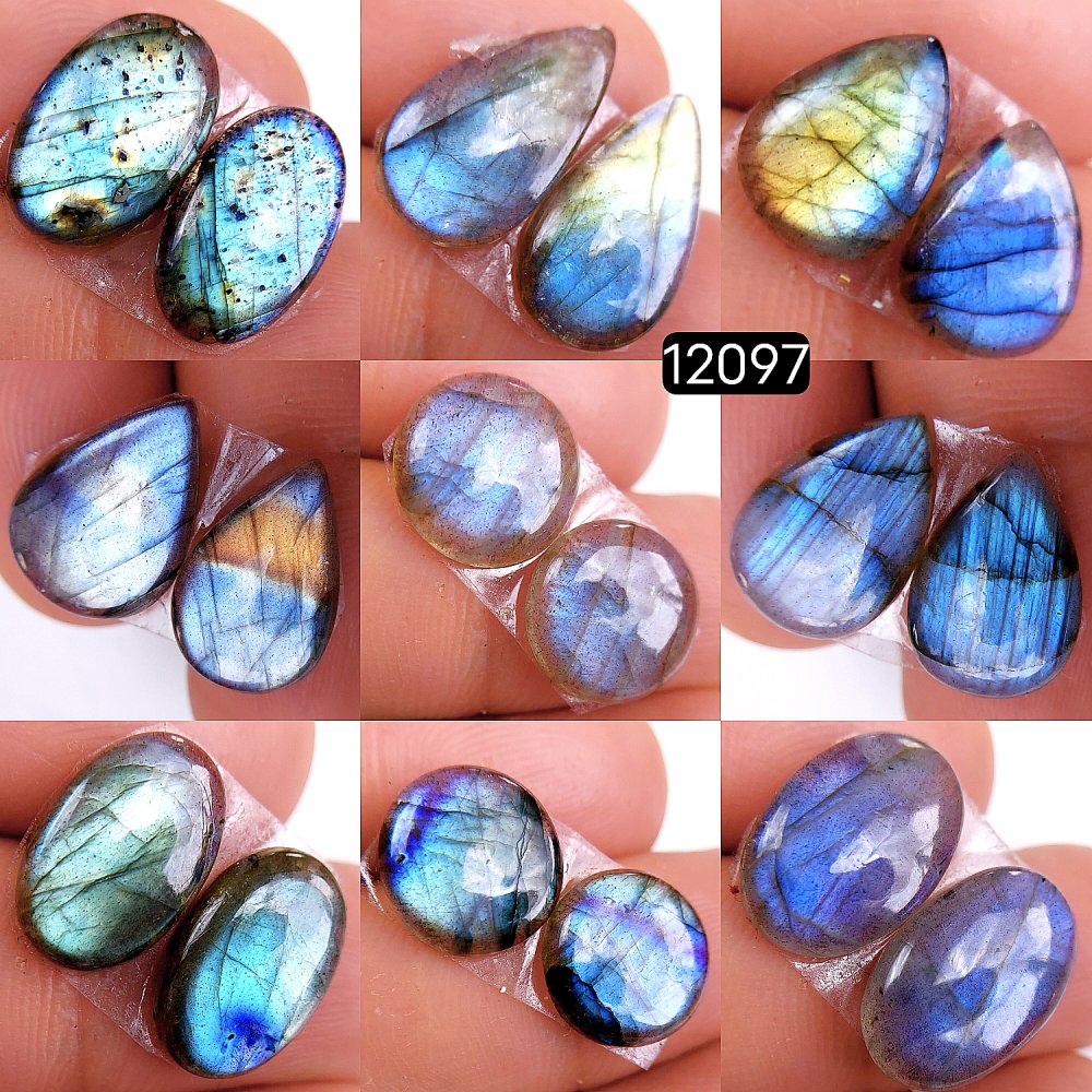 9Pair 79Cts  Labradorite pairs Labradorite Cabochon Loose Gemstone Labradorite pair for Earring For Woman Earrings Mix Shapes Dangle Drop Earrings 16X10-10X8mm #12097