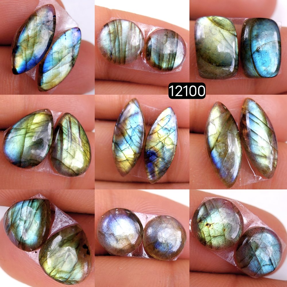 9Pair 50Cts  Labradorite pairs Labradorite Cabochon Loose Gemstone Labradorite pair for Earring For Woman Earrings Mix Shapes Dangle Drop Earrings 15X10-10X8mm #12100
