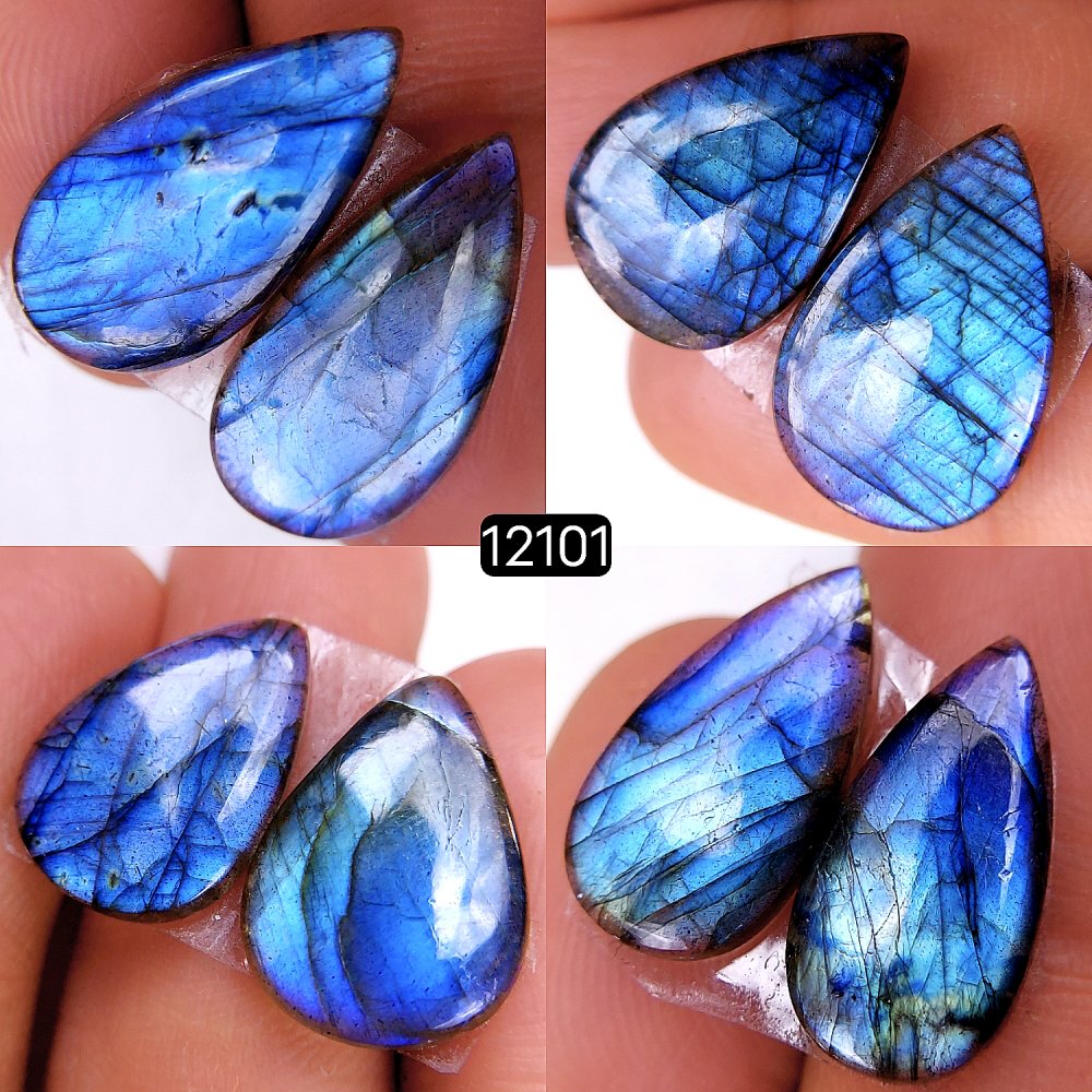4Pair 52Cts  Labradorite pairs Labradorite Cabochon Loose Gemstone Labradorite pair for Earring For Woman Earrings Mix Shapes Dangle Drop Earrings 22X11-18X13mm #12101
