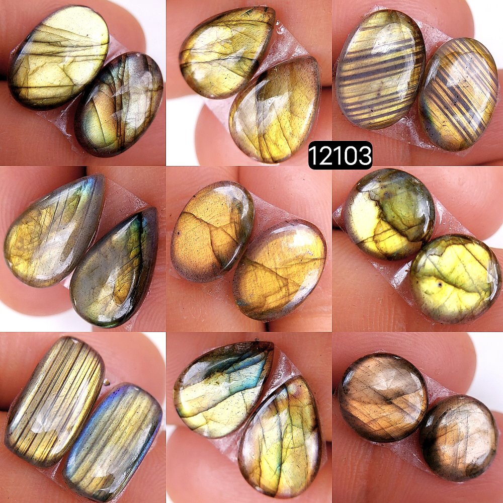 9Pair 45Cts  Labradorite pairs Labradorite Cabochon Loose Gemstone Labradorite pair for Earring For Woman Earrings Mix Shapes Dangle Drop Earrings 19X12-15X13mm #12103