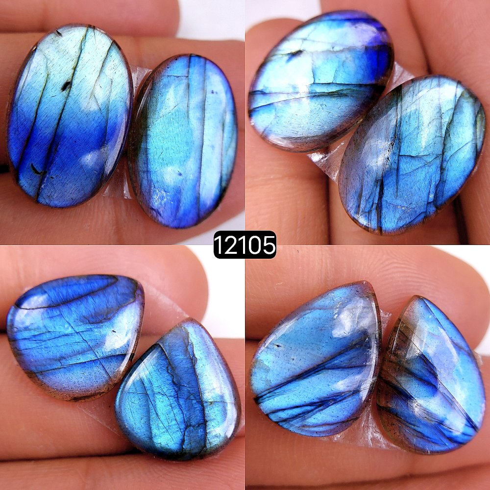 4Pair 67Cts  Labradorite pairs Labradorite Cabochon Loose Gemstone Labradorite pair for Earring For Woman Earrings Mix Shapes Dangle Drop Earrings 24X16-19X14mm #12105