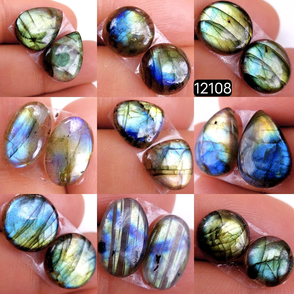 9Pair 65Cts  Labradorite pairs Labradorite Cabochon Loose Gemstone Labradorite pair for Earring For Woman Earrings Mix Shapes Dangle Drop Earrings 16X12-8X8mm #12108