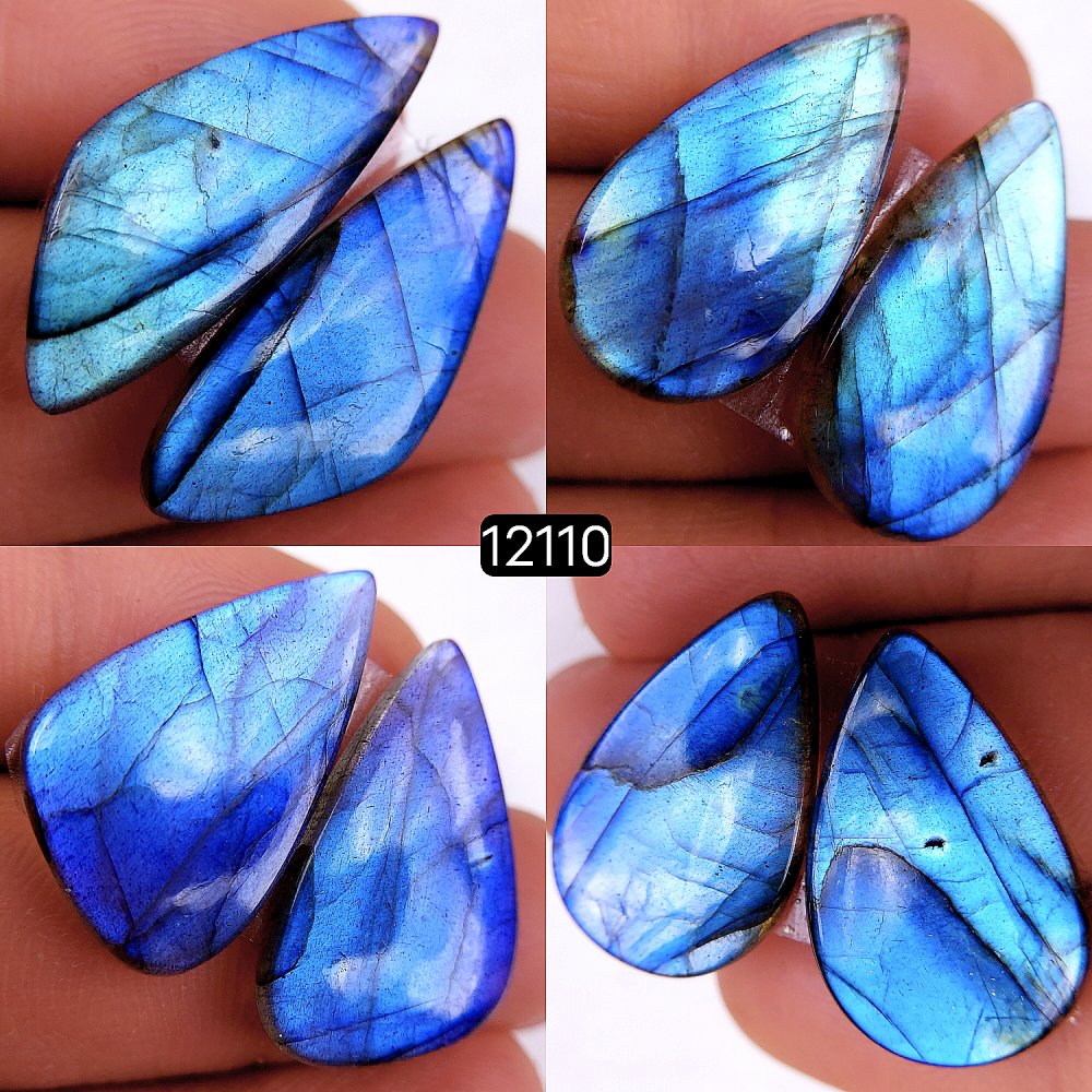 4Pair 86Cts  Labradorite pairs Labradorite Cabochon Loose Gemstone Labradorite pair for Earring For Woman Earrings Mix Shapes Dangle Drop Earrings 26X15-28X11mm #12110