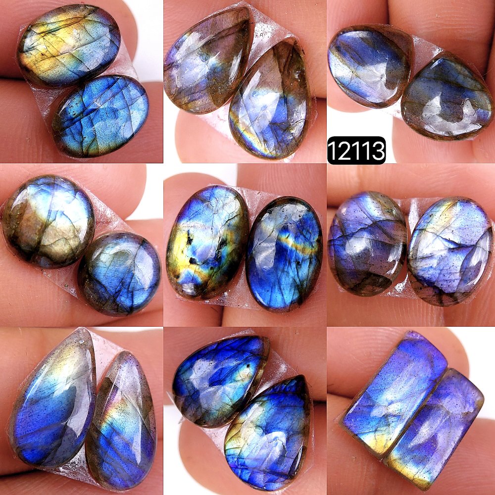 9Pair 73Cts  Labradorite pairs Labradorite Cabochon Loose Gemstone Labradorite pair for Earring For Woman Earrings Mix Shapes Dangle Drop Earrings 15X10-11X11mm #12113